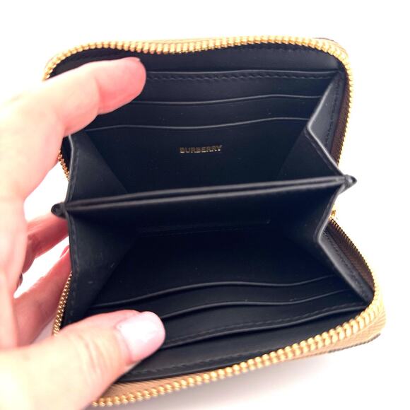 Burberry Vintage Check Zip-Around Compact Wallet with Navy Leather Trim - Picture 3 of 5